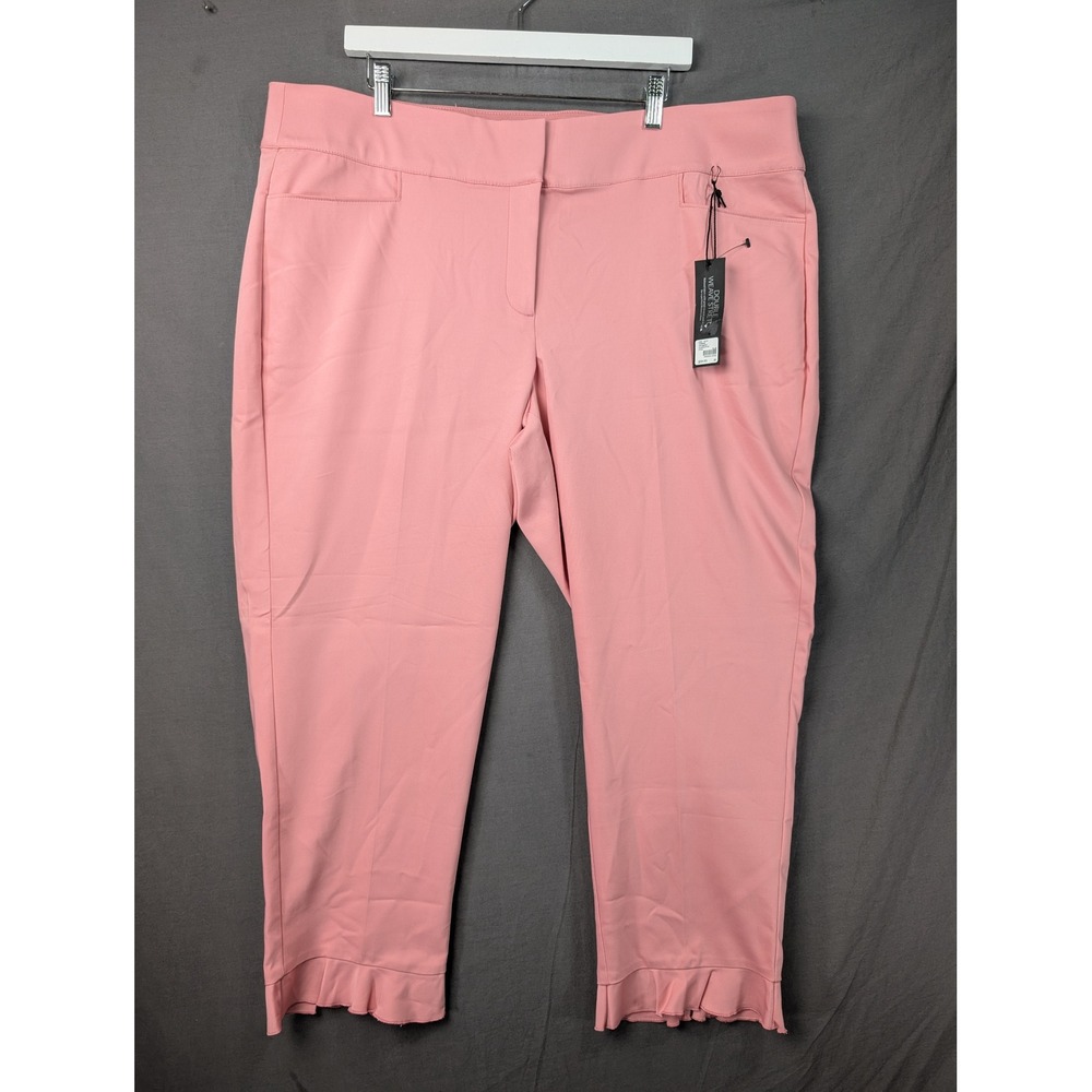 Lane Bryant The Allie Ankle Pant Pink Ruffle Hem Double Weave Stretch Size 20